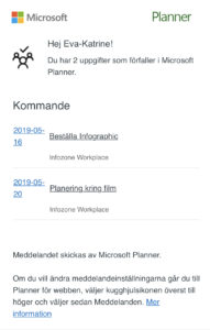 Missa inte dina uppgifter genom påminnelser från Microsoft Planner