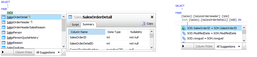 Autocomplete i SQL Prompt