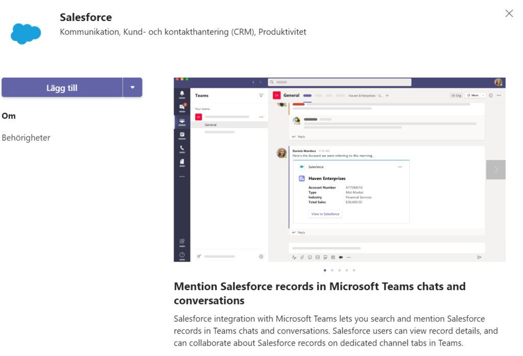 Salesforce integration till Microsoft Teams
